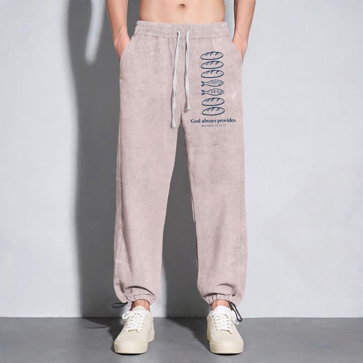Christianartworkshop God Always Provides Fish Graphic Washed Sweatpants - image 38