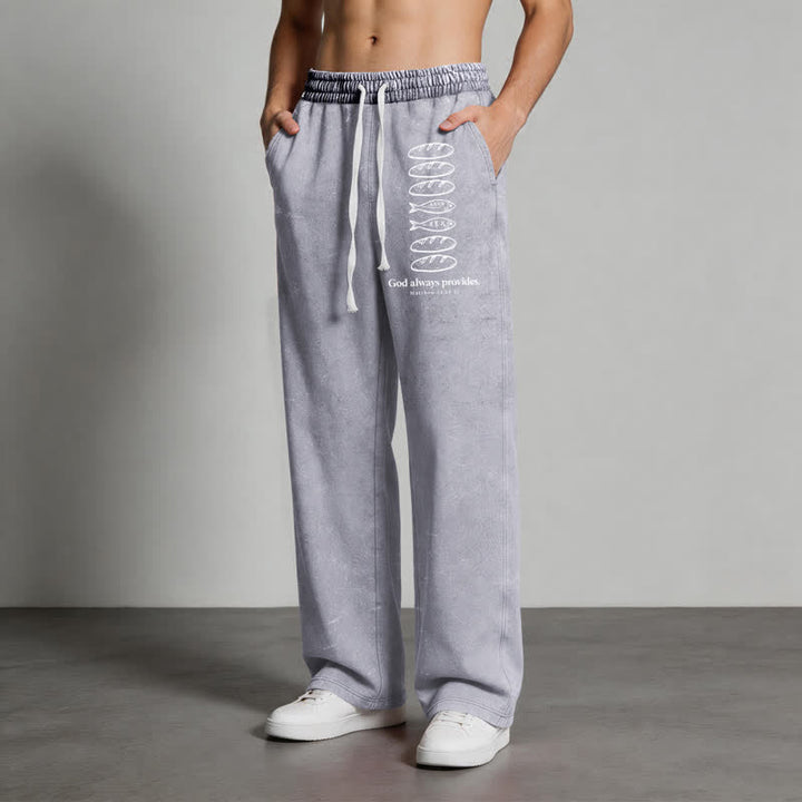 Christianartworkshop God Always Provides Fish Graphic Washed Sweatpants - image 28