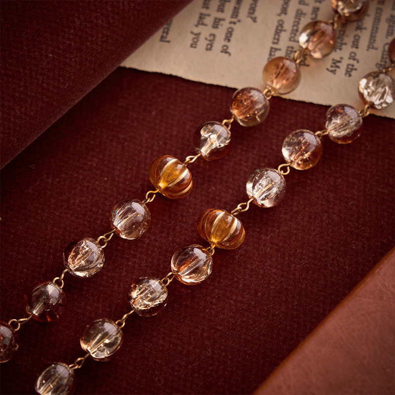 Christianartworkshop Thanksgiving Warm Amber Pumpkin Harvest Rosary With Holy Spirit Medal & Gilded Crucifix - image 4