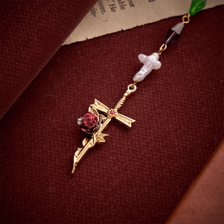 Christianartworkshop Purple Emerald Elongated Diamond-Cut Rosary With Marian Medal & Rose Cross - image 8