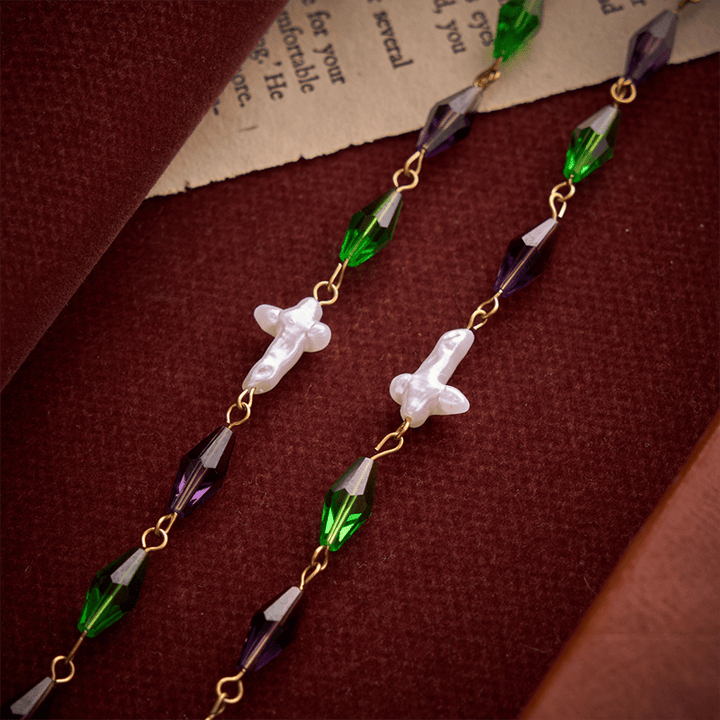 Christianartworkshop Purple Emerald Elongated Diamond-Cut Rosary With Marian Medal & Rose Cross - image 6
