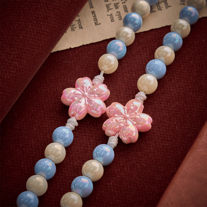 Christianartworkshop Sky Blue Cream Iridescent Floral Children Rosary With Boxwood Crucifix - image 6