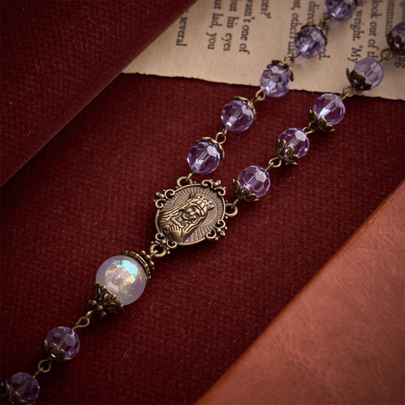 Christianartworkshop Lavender Brigittine Six-Decade Rosary With St.Benedict Crucifix: Emblem of Timeless Benedictine Blessing - image 7