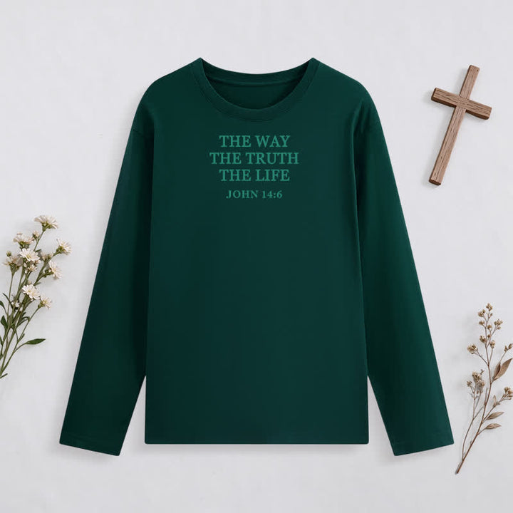 Christianartworkshop The Way The Truth The Life Verse Long Sleeve T Shirt - Dark Green - 4XL - image 15