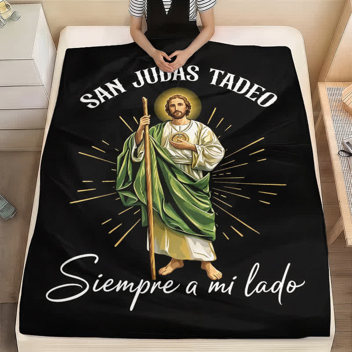 Christianartworkshop Radiant San Judas Tadeo Polyester Blanket: Token of Hopeful Intercession - image 3