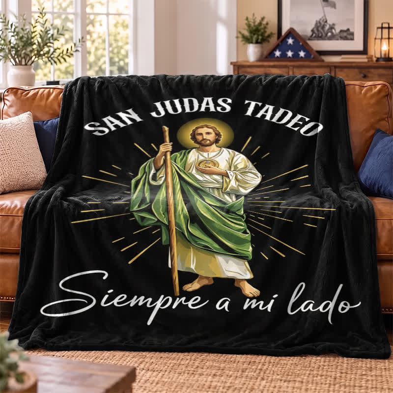 Christianartworkshop Radiant San Judas Tadeo Polyester Blanket: Token of Hopeful Intercession - image 2