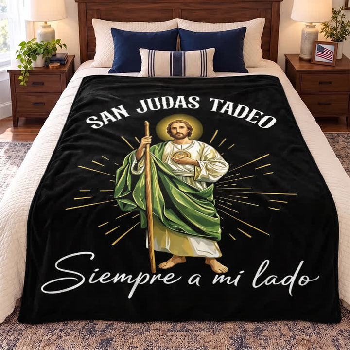 Christianartworkshop Radiant San Judas Tadeo Polyester Blanket: Token of Hopeful Intercession - image 1