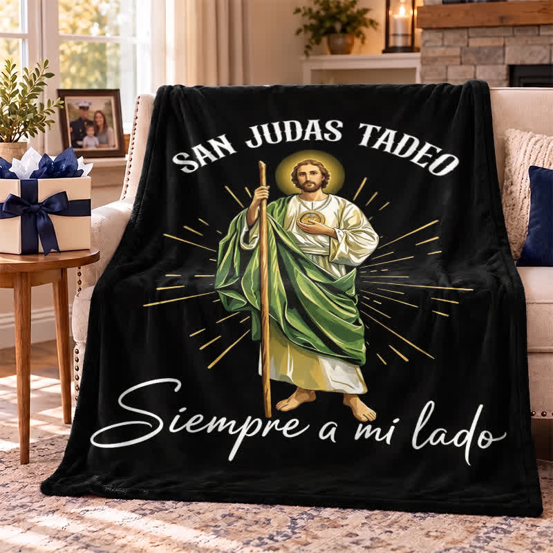 Christianartworkshop Radiant San Judas Tadeo Polyester Blanket: Token of Hopeful Intercession - image 4