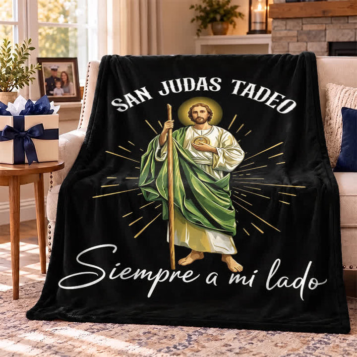 Christianartworkshop Radiant San Judas Tadeo Polyester Blanket: Token of Hopeful Intercession - image 4