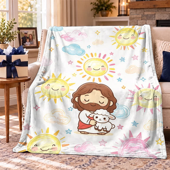 Christianartworkshop Cute Good Shepherd Jesus Polyester Blanket - image 4
