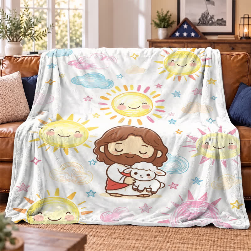Christianartworkshop Cute Good Shepherd Jesus Polyester Blanket - image 3