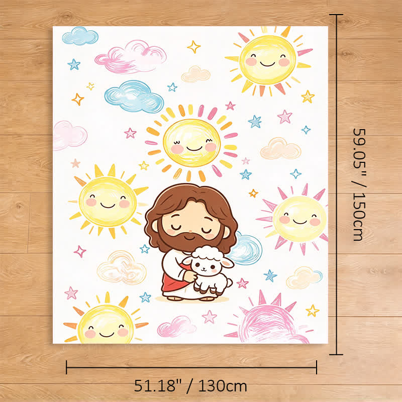 Christianartworkshop Cute Good Shepherd Jesus Polyester Blanket - 51.18''*59.06''/130*150cm - image 8