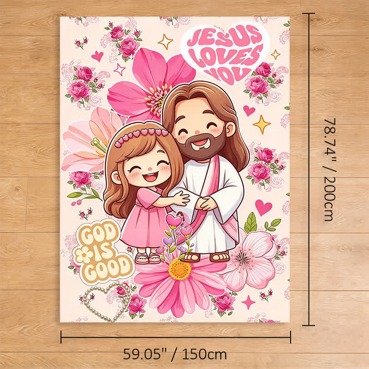 Christianartworkshop Floral Cartoon Jesus Hug Polyester Blanket - 59.06''*78.74''/150*200cm - image 10