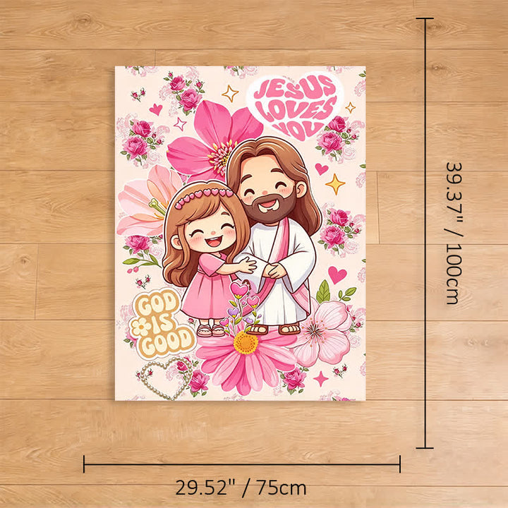 Christianartworkshop Floral Cartoon Jesus Hug Polyester Blanket - 29.53''*39.37''/75*100cm - image 6
