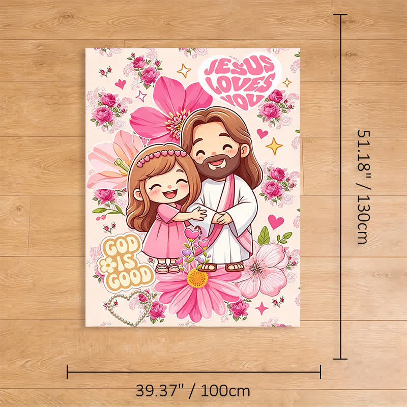 Christianartworkshop Floral Cartoon Jesus Hug Polyester Blanket - 39.37''*51.18''/100*130cm - image 7