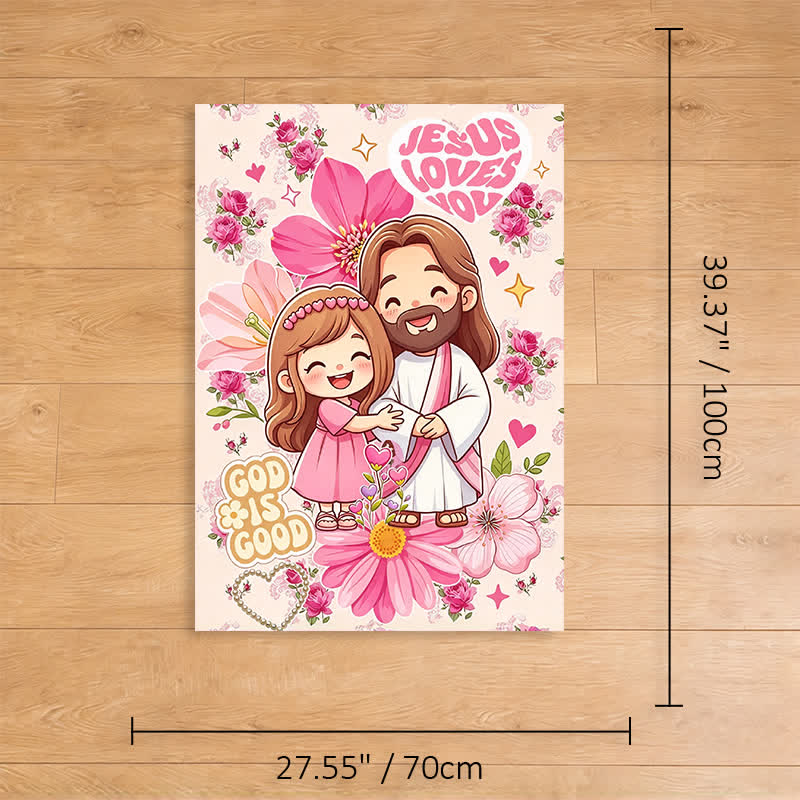 Christianartworkshop Floral Cartoon Jesus Hug Polyester Blanket - 27.56''*39.37''/70*100cm - image 5