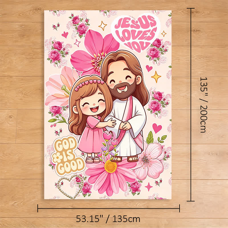 Christianartworkshop Floral Cartoon Jesus Hug Polyester Blanket - 53.15''*78.74''/135*200cm - image 9