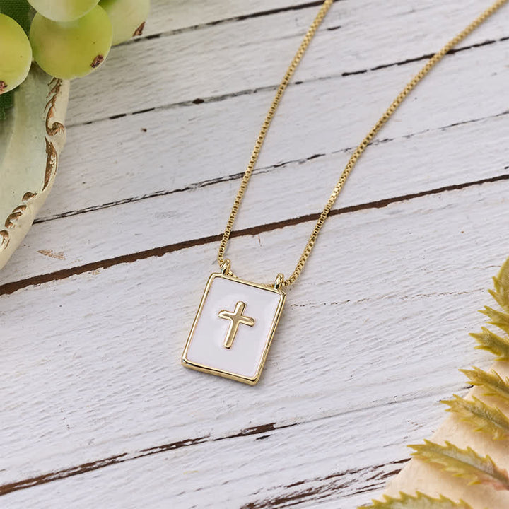 Christianartworkshop Copper & Enamel Square Medal Necklace With Our Lady & Cross - image 7