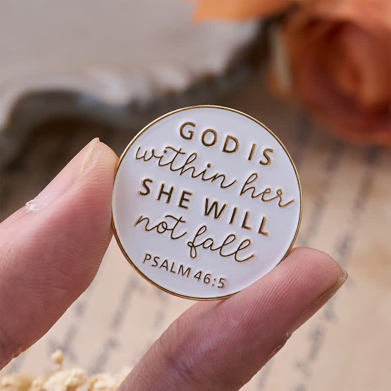 Christianartworkshop Gold Lettering Scripture Zinc Alloy Brooch: Token of Abiding Divine Companionship - image 2
