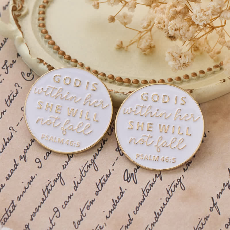 Christianartworkshop Gold Lettering Scripture Zinc Alloy Brooch: Token of Abiding Divine Companionship - image 1