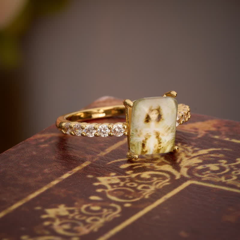 Christianartworkshop Luminous Crackle Crystal Jesus Copper Ring: Beacon of Heavenly Light - image 4