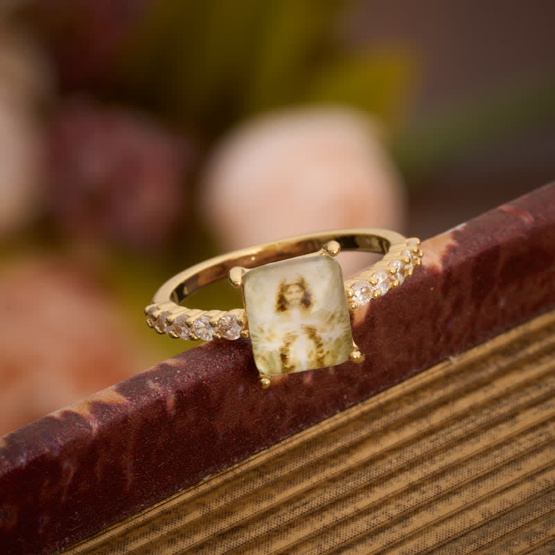 Christianartworkshop Luminous Crackle Crystal Jesus Copper Ring: Beacon of Heavenly Light - image 3
