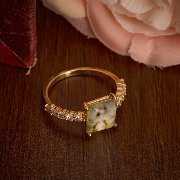 Christianartworkshop Luminous Crackle Crystal Jesus Copper Ring: Beacon of Heavenly Light - image 5