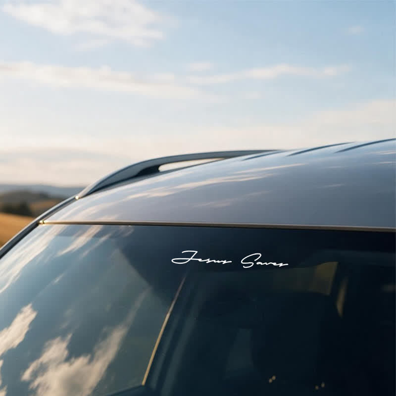 Christianartworkshop Slim Script Jesus Saves Car Sticker: Symbol of Soothing Heavenly Grace - image 1