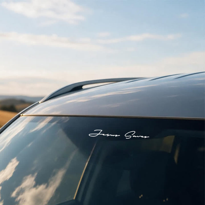 Christianartworkshop Slim Script Jesus Saves Car Sticker: Symbol of Soothing Heavenly Grace - image 1