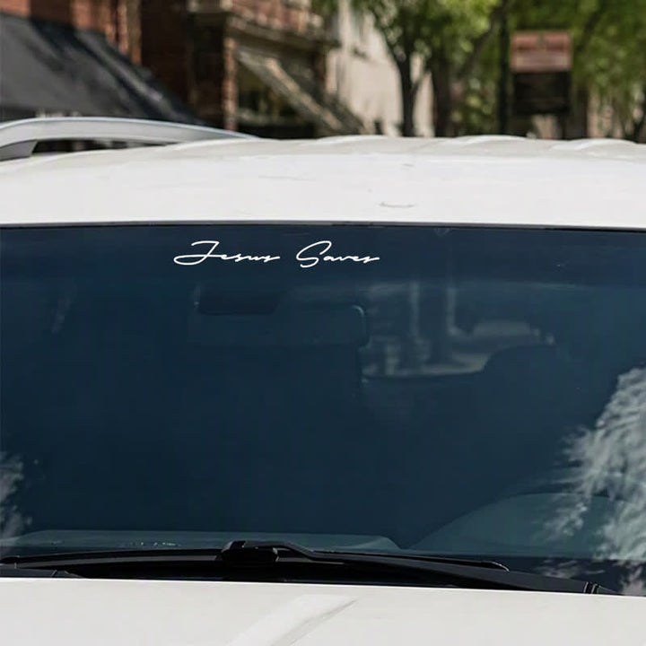 Christianartworkshop Slim Script Jesus Saves Car Sticker: Symbol of Soothing Heavenly Grace - image 4
