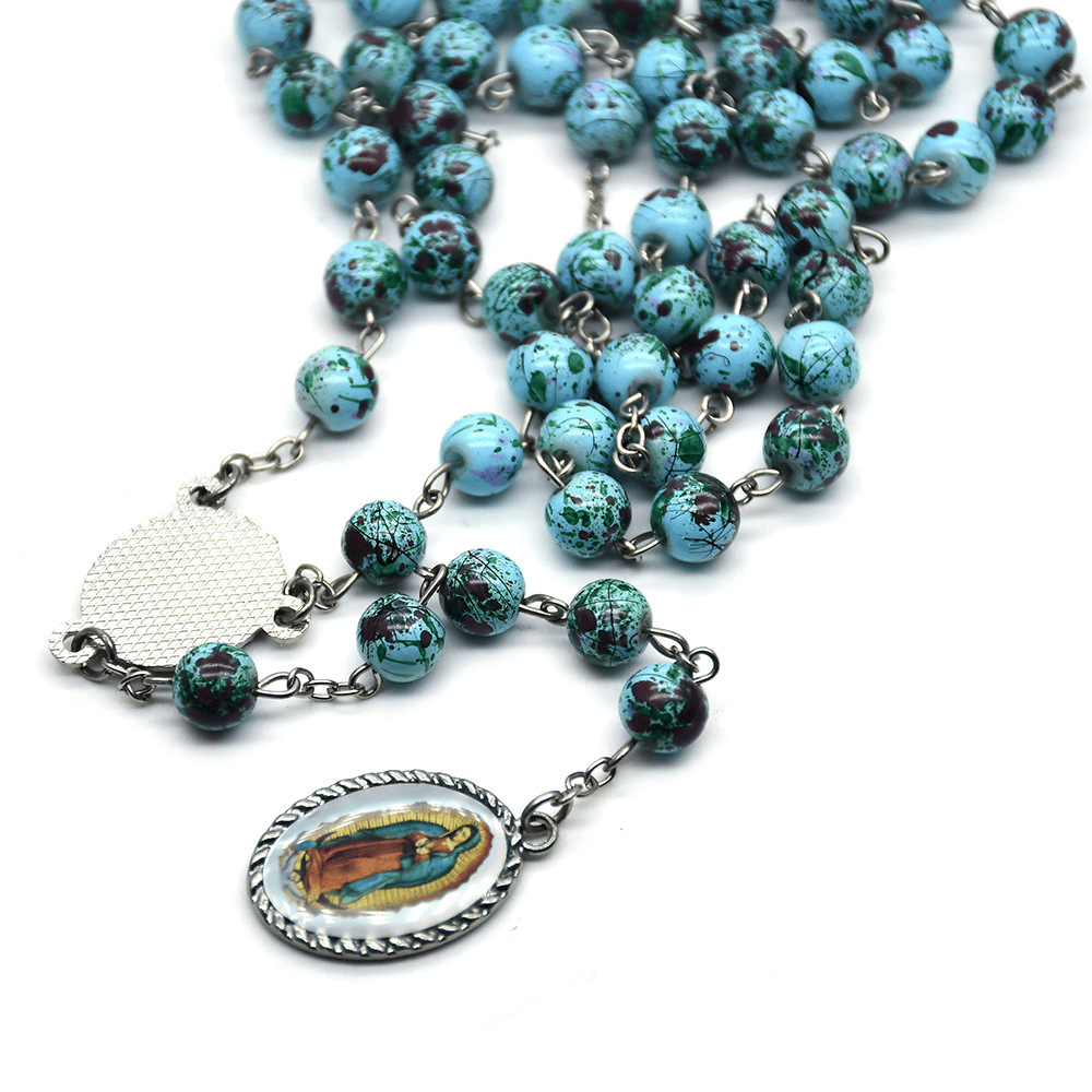 FREE Today: Our Lady Of Guadalupe Blue Glass Beads Rosary