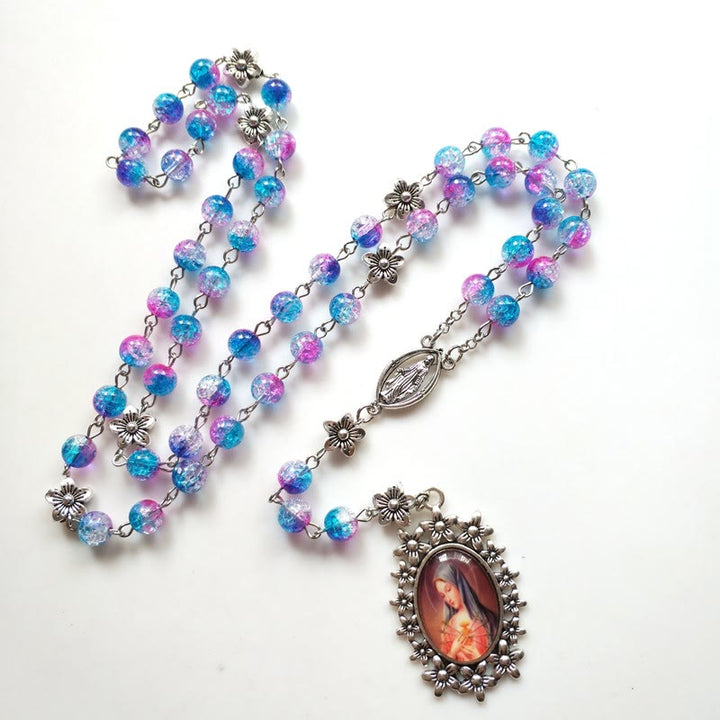 FREE Today: Blue Purple Holy Mother Glass Rosary