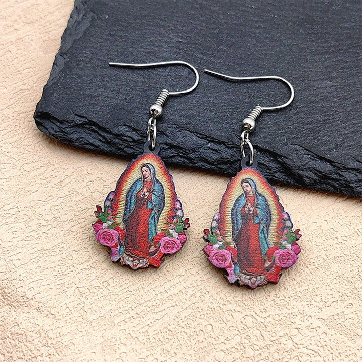 Christianartworkshop Our Lady Of Guadalupe Virgin Mary Colorful Earrings