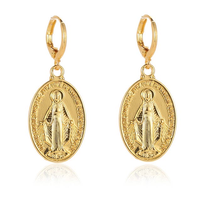 Christianartworkshop Miraculous Mary Medals Religion Earrings