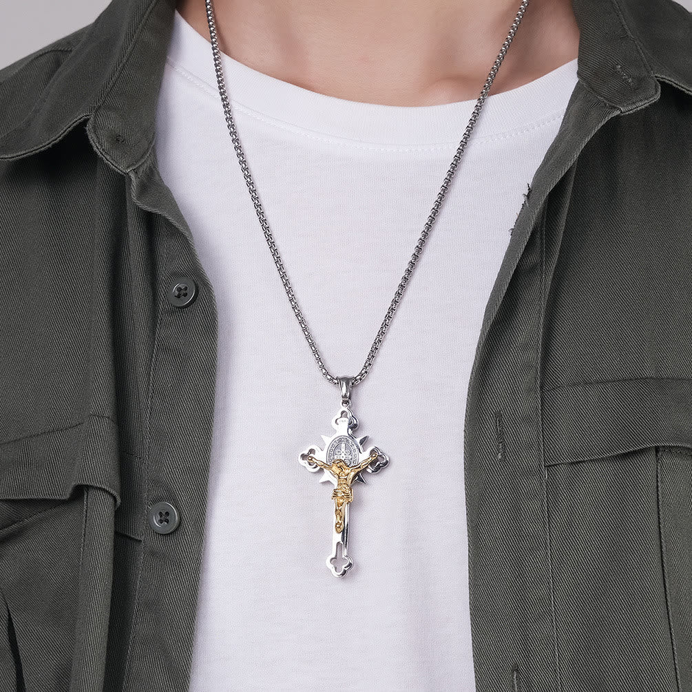 St. Benedict Symbol Crucifix Necklace