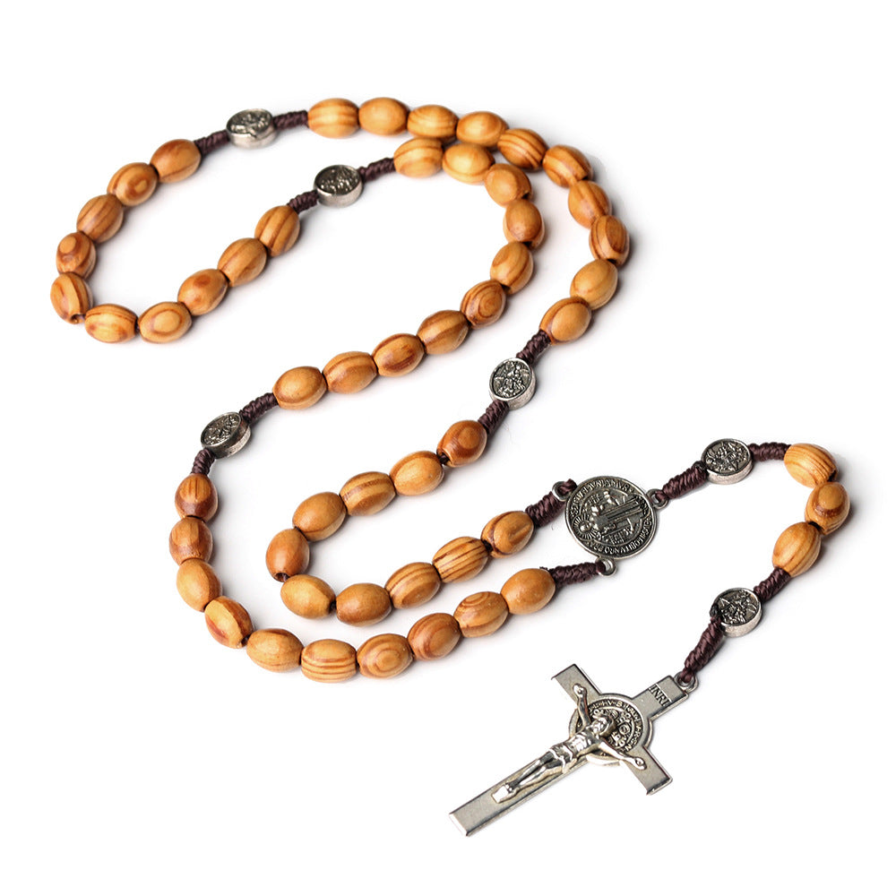 FREE Today: St. Benedict Natural Olive Wood Rosary with Crucifix