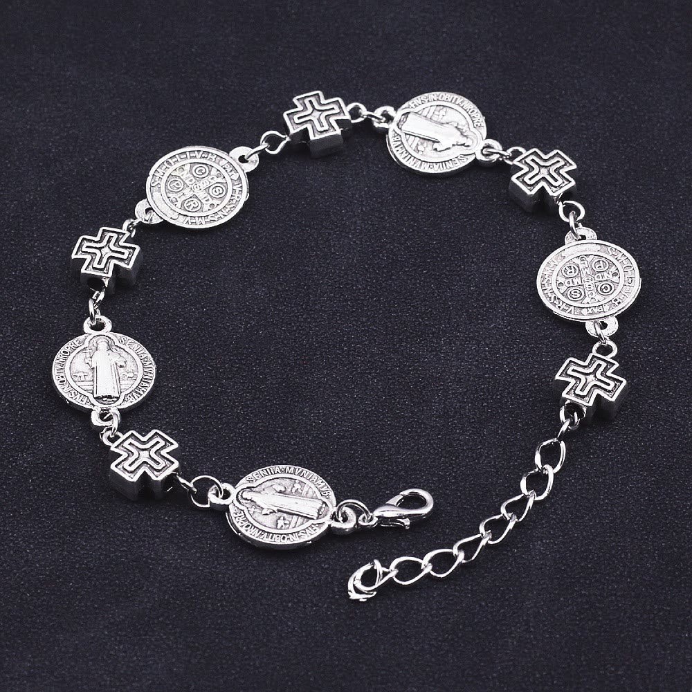 Christianartworkshop St. Benedict Medal Cross Protection Bracelet