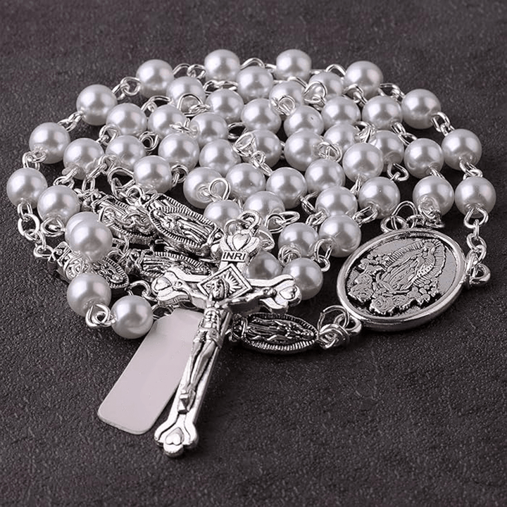 FREE Today: Catholic Our Lady of Guadalupe White Beads Rosary