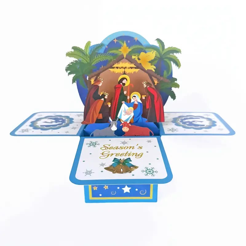 Jesus Born Nativity 3d Paper Blessing Message Greeting Card