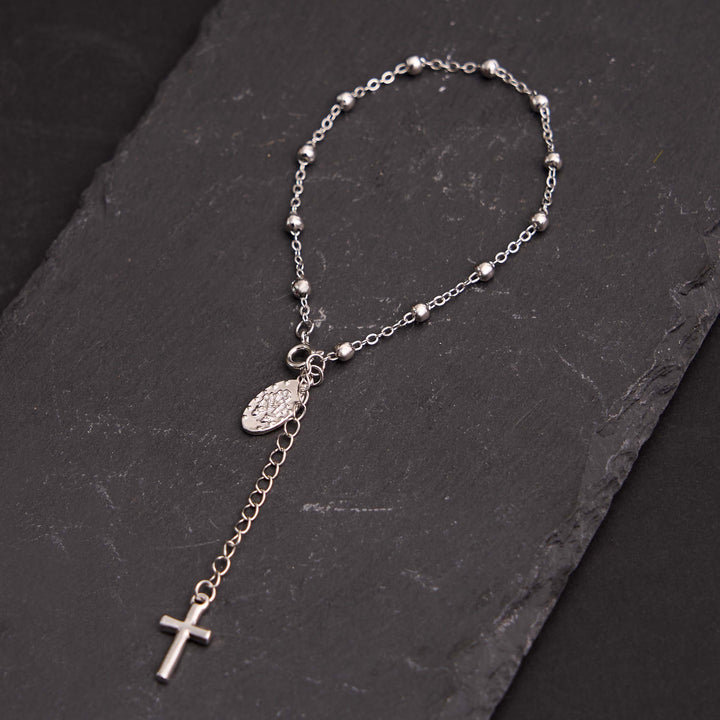 Virgin Mary Medal & Cross Adjustable Simple Casual Bracelet