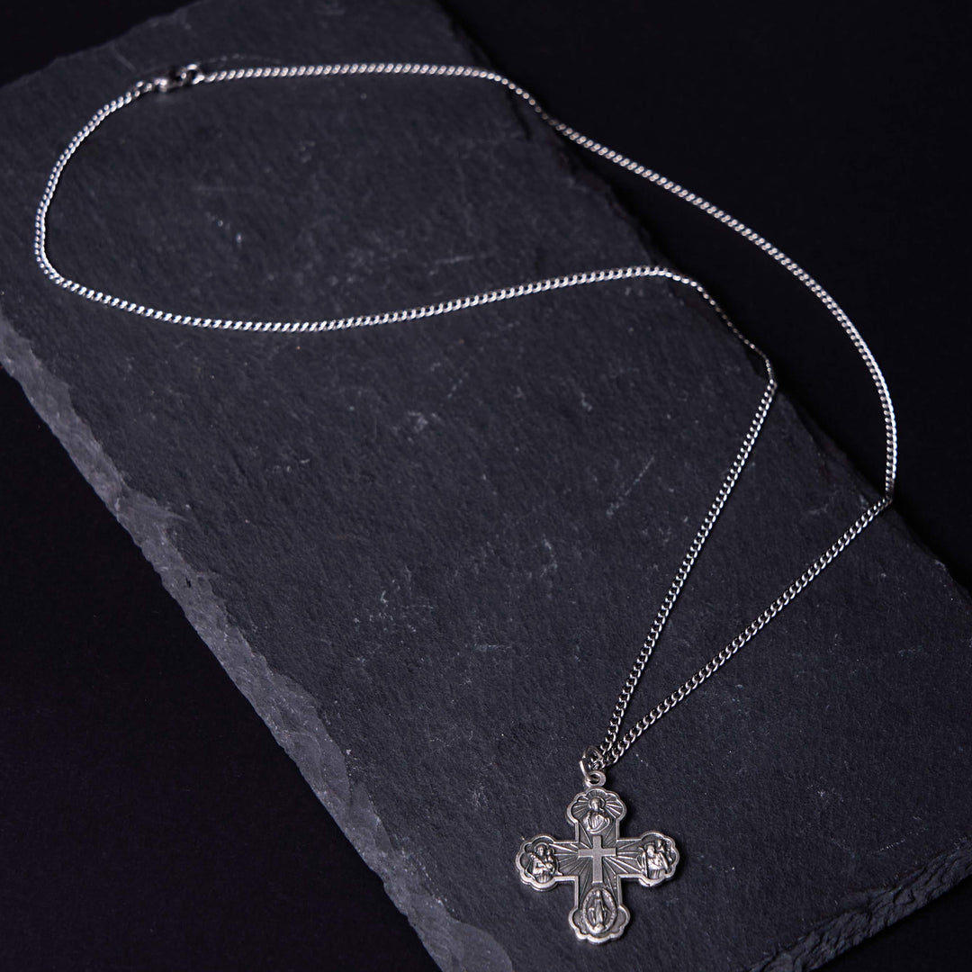 Christian Art Classic Style Carmelite Five-in-One Four-Way Cross Pendant Alloy Necklace