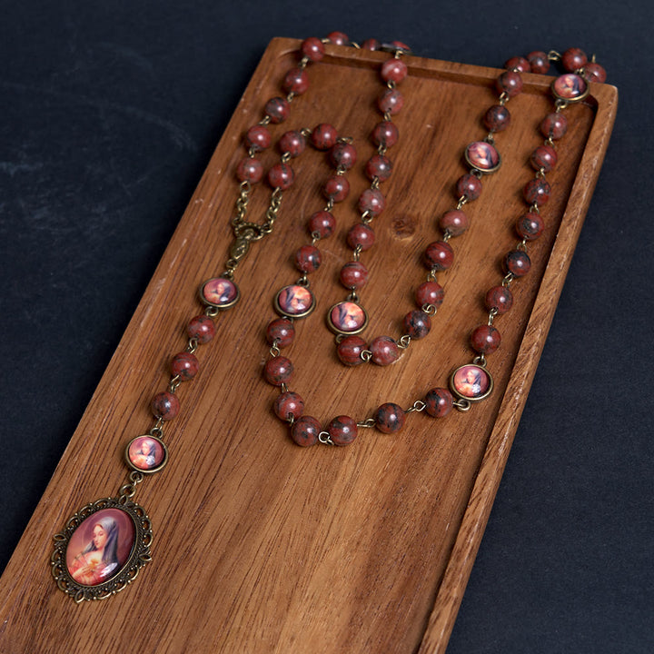 FREE Today: Our Lady Seven Sorrows Natural Sesame Stone Rosary