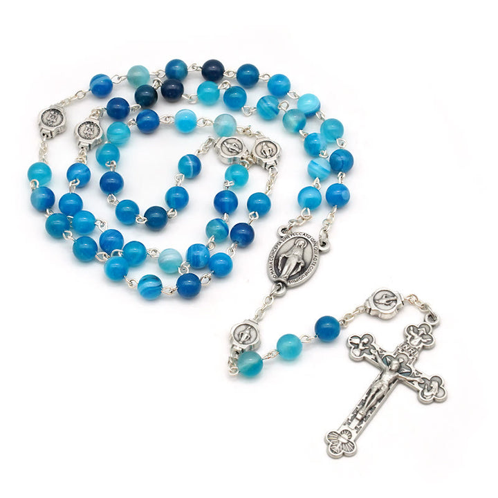 Christian Agate Blessing Prayer Rosary (3 color)