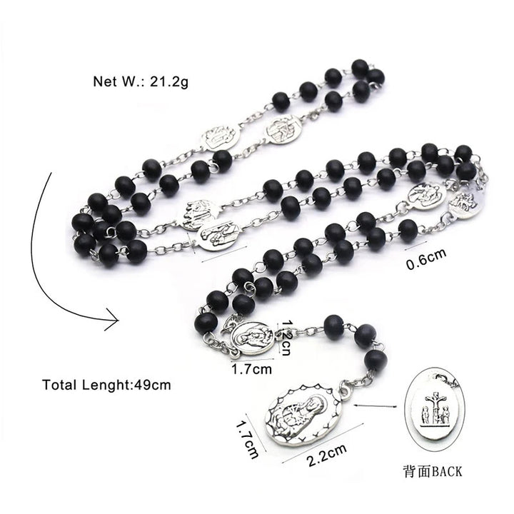 Discount Today: Our Lady of Sorrows of 6 mm Round Black Acrylic Alloy Chain 7 Sorrows Rosary