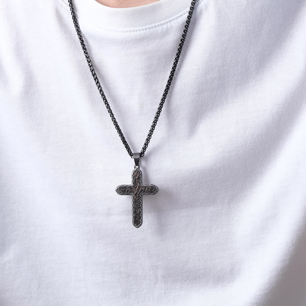 Crafted Argyle Lace Pattern Cross Necklace