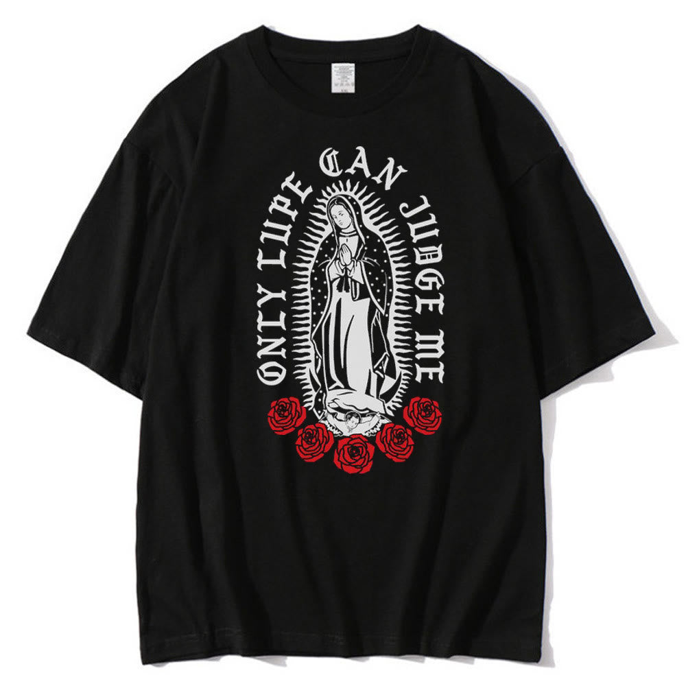 Christianartworkshop Classic Style Virgin Mary Theme Short Sleeve Washed T-shirt