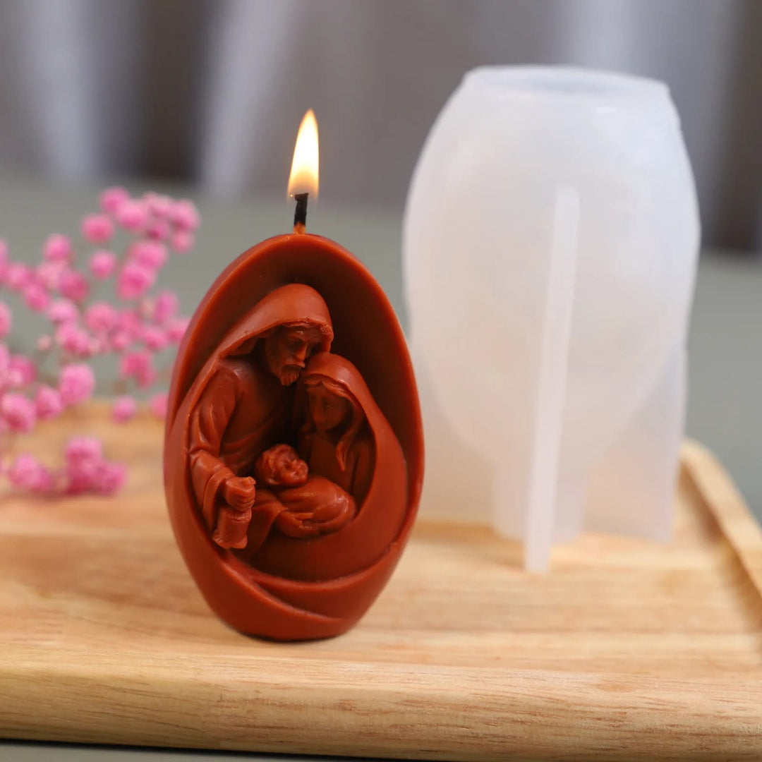 Handmade 3D Figurine Silicone Mould DIY Holy Family Candle Mold