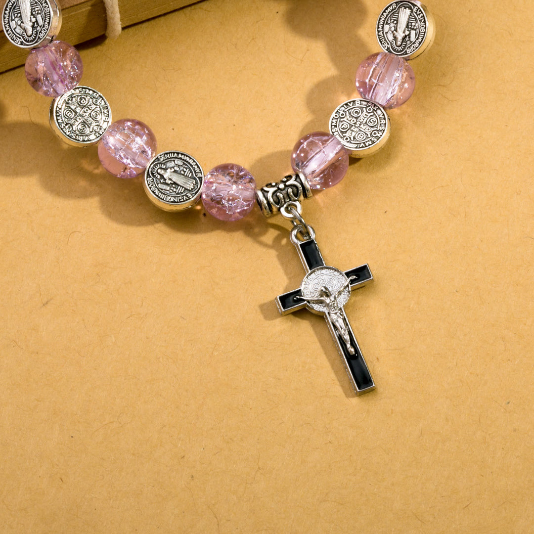 FREE Today: Christ Jesus Cross Alloy Charm Pendant Beaded Bracelet