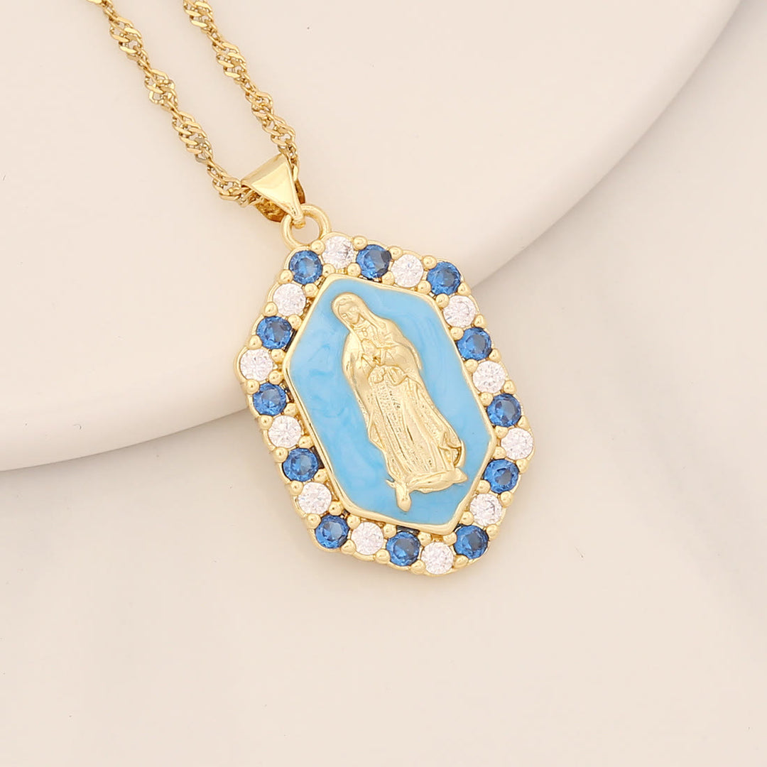 Exquisite Blessed Mary Micro-inlaid Zircon Necklace