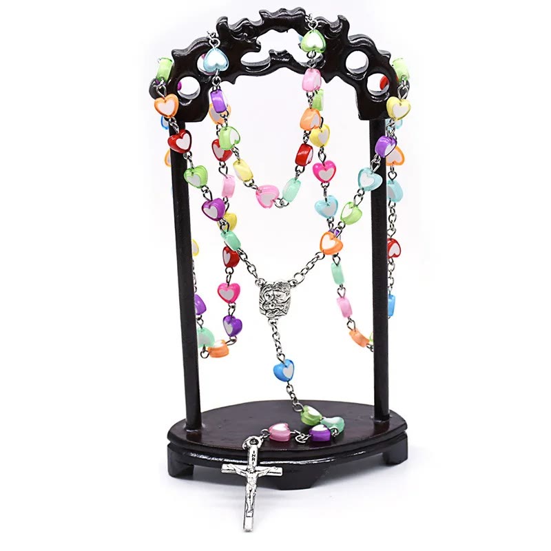 Rainbow Heart Colorful Rosary